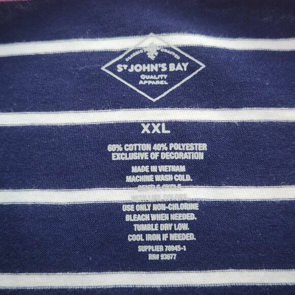 [XXL] St John's Bay Navy and White Striped Long-Sleeved Women's Shirt Size XXL - Picture 8 of 8